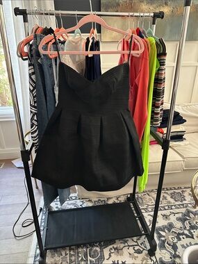 Sans Souci Black Strapless Pleated Mini Dress
